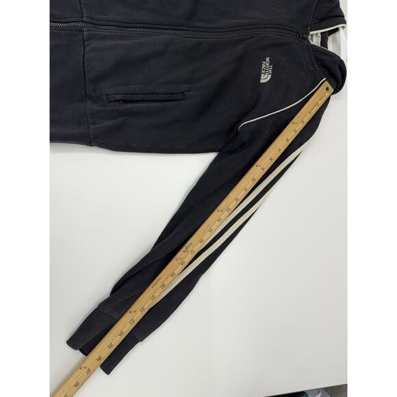 The North Face Womens Jacket Size Small Black Zip Up Hooded White Lines - Picture 10 of 13